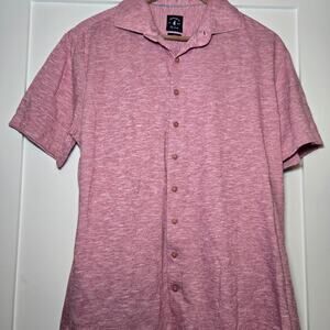 Johnnie-O Top Shelf Shirt Mens L Pink Short Sleeve Button Up Hawaiian Style Surf